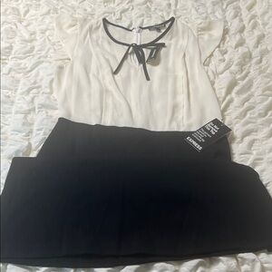 Express Monochrome Dress with Bow Accent